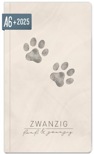 Häfft® Monatskalender 2025 A6+ Slim Paws 1 Monat auf 2 Seiten, Monatsplaner klein, Taschenkalender mit Jahres- & Ferienübersicht - nachhaltig & klimafreundlich