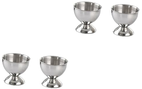 Cabilock 4 Pièces Stand D'oeufs à La Coque Coquetier Canard Bouilli Coquetier Tasse Coquetier Coquetier Porte-Oeufs en Acier Inoxydable Plateau D'oeufs Réfrigérateur Ustensiles De Cuisine