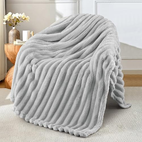 Exclusivo Mezcla Gris Claro Manta Sofá - Manta Franela para Cama, Manta Polar, Doble Cara Suave, Fácil Cuidado y Ultra Ligera, Todas Estaciones, 130x150 CM
