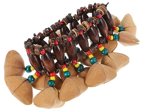 VICASKY 1 Stück Nussschale Tamburin Handgelenkglocke Ornament Kreativ Djembe Afrikanischer Stammesstil Armreif Glocke Spielzeuginstrument Spielzeug Armreif Armband