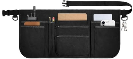 Shurzzesj Canvas Waist Apron | 7 Pockets Small Cell Phone Bag | Portable Belt Bag Waist Pack, Canvas Heavy Duty Work Apron for Garden, Coin, Hiking, Tools