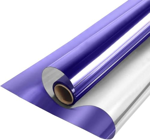 ZESLIV Fensterfolie Spiegelfolie Wärmereflektion Selbstklebend Sonnenschutzfolie Wärmegrad Innen & Auße Kontrolle Anti-UV Privatsphäre Fenstertönung Glatt Fensteraufkleber 90cm*400cm Lila