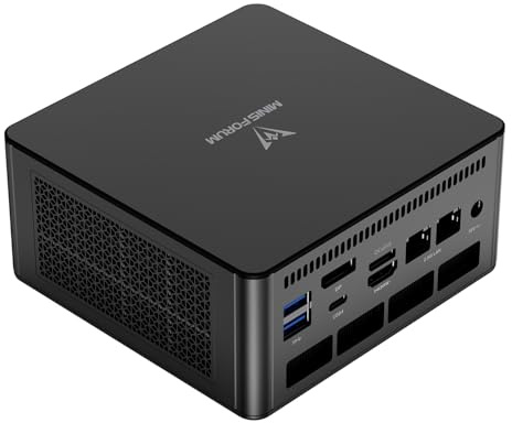 MINISFORUM UM890 Pro Mini PC AMD Ryzen 9 8945HS(8C/16T, up to 5.2GHz) 32GB DDR5 1TB PCIe4.0 SSD, 2xUSB4(PD 8K)|1xHDMI|1xDP Four Outputs, 2x RJ45, BT5.2 4xUSB3.2 AMD Radeon 780M Graphics Micro Computer