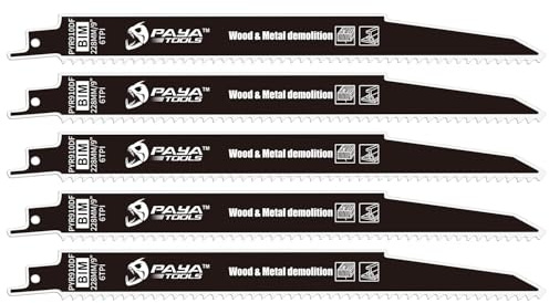 PAYA Säbelsägeblätter Sägeblatt Holz 5 Set E-cut Zubehör aus Bi-Metall zum Schneiden von Leisten und Zierleisten in Holz mit Nägeln/Metall Kunststoff Wandöffnungen PYR910DF