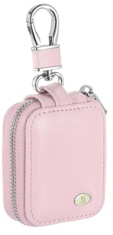 sourcing map Earbuds Cases, Earphone Case Holder, PU Leather Ear Buds Case Zipper Organizer Small with Mesh Pocket for USB Cable, Wireless Wired Earphones, Pink