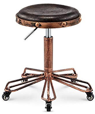 YFWOKSL Behandlungshocker, kippbarer Sattelhocker mit Rädern, Verstellbarer Sattelhocker mit schwarzem Sitz aus PU-Kunstleder, einstellbare Höhe von 48–62 cm, unterstütztes Gewicht von 160 kg, Verst