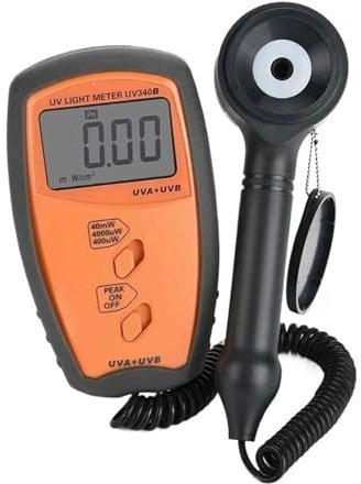 Luminomètre UV Testeur UV Testeur d'intensité UVA et UVB Testeur de rayonnement UV Luxmètre Portable et durable