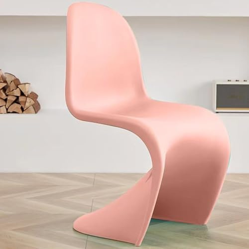 WEIDPHL Fußhocker Aus PP-Kunststoff, Ruhesitz, Minimalistische Ottomane, Make-Up-Stühle, Stapelbarer Stuhl Mit Rückenlehne Aus Kunststoff Für Esszimmer, Wohnzimmer, Schminktisch,Rosa