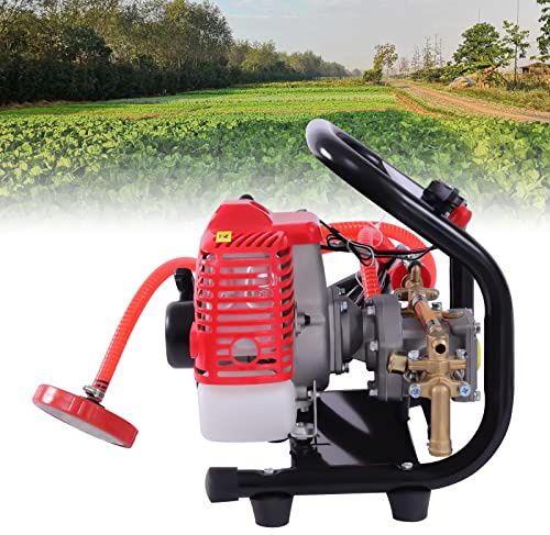 Pulverizador a presión de gasolina portátil para jardín, 26 CC, 0,9 CV, 2 tiempos, acero inoxidable, pulverizador para plantas, con manguera de alta presión y pistola pulverizadora para protección de