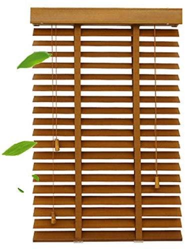 Jalousie aus Massivholz, braun, für Fenster, horizontale Verdunkelungsrollos mit Sichtschutz, 105 x 175 cm, erhältlich in 60/80/100/120/130/140 cm Breite