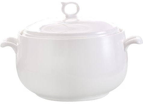 DAGLLGEW Suppe Portion Schüssel mit Deckel 3000 ml Suppe Tureen mit Doppelgriffsuppe Schüssel mit Deckel und rund Ring Keramik Suppe Serviertopf für Küchenkoch Utensil Home Accessoire