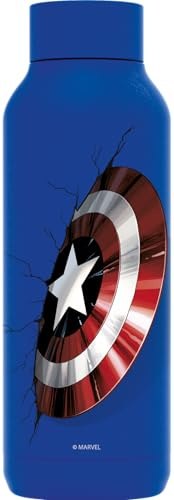 QUOKKA SOLID X MARVEL | BOTTIGLIA TERMICA IN ACCIAIO INOX DOPPIA PARETE | CAPTAIN AMERICA