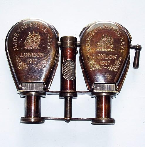 RK NAUTICAL INSTRUMENT Vintage 1917 London Made for Royal Navy Brass Binocular Telescope