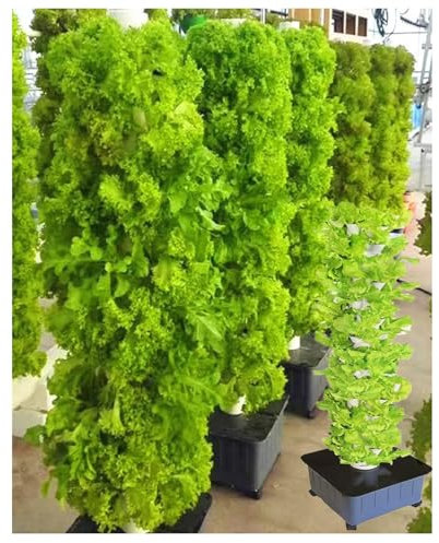 PTSZNGS Kit de Culture aquaponique, Tour de Culture aéroponique pour Herbes, Fruits et légumes, Tour hydroponique à 45 Trous avec Pompe d'hydratation, Adaptateur, Pot en Filet