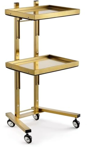 SdaryWare Rollbarer Kosmetikwagen mit 3 Ebenen, Edelstahlständer, goldfarben, Aufbewahrungswagen für Küche und Salon mit Rädern (Gold)