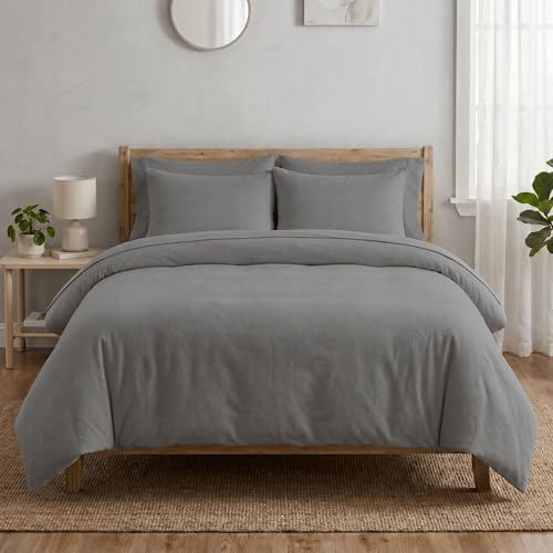 100% Brushed Cotton Flannelette Duvet Cover Set Double – Warm Thermal Winter Bedding Set, Soft Flannel Bedding Set with 2 Pillowcases (200x200 cm)