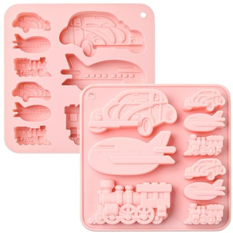 KitBeads Lot de 2 moules en silicone en forme de train d'avion pour la fabrication de gâteaux, biscuits, savons, bougies, résine