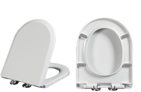 Wttfc Toilettenbrille,Wc Sitz/Toilettendeckel Mit Absenkautomatik,Klodeckel D Form,Klobrille Aus Polypropylen,Verstellbaren Scharnieren Aus Edelstahl, Toilettensitz Weiß,D