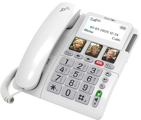 Beafon Bea-fon ML10 LTE 4G skrivbordstelefon med SOS-armband utan SIM-lås, inget märke vit