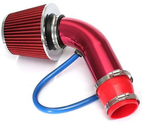 Krtopo Admission d'Air Froid Filtre Universel 76mm/3 Pouces – Tuyau en Aluminium avec Filtre à Air Sport – Système d'Admission Performant pour Voiture et Moto ​(Rouge)