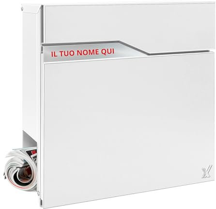 ALUBOX URANIA Cassetta Postale Da Esterno Moderna In Acciaio e Lamiera Zincata 37x37x11 CM Cassetta Posta Con Portanome E Serratura Cassetta Postale Antiscasso VANO PORTA RIVISTA (BIANCO)
