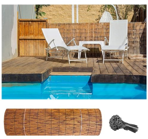 Generisch Sichtschutz Balkon, Windschutz Bambus Sichtschutzzaun, Garten Schilfrohrmatte Zaun Mit Zip Ties, Sonnenschutz Bambusmatte Für Draußen/Pool/Dach/Hofdekoration(80 * 800cm)