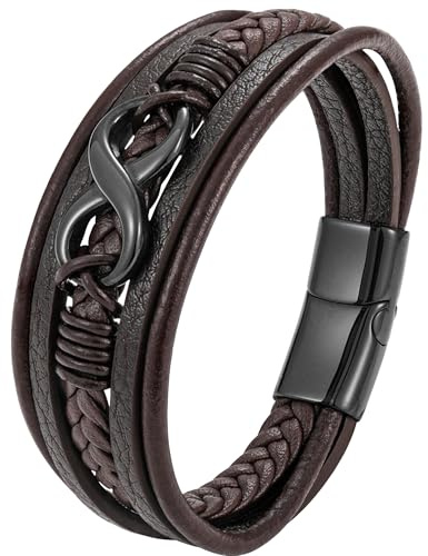 JUZICHEN Herrarmband, läderarmband för män, armband i rostfritt stål, pulseira kors för hem, livets träd armband, Mediano, Rostfritt stål, Rostfritt stål