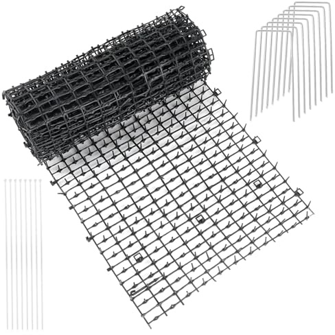 XHYASD 30 x 200 cm Anti Cat Spikes, Plastic Cat Deterrent Spikes for Garden, with 8 U-shaped, Cat Scat Mat with Spikes for Garden, Fence, Sofa and Balcony
