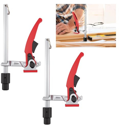 2 Stück Ratsche Schnellspanner, Hebelzwinge, Spannelement, Verstellbare Schnellspannpresse, Niederhalter Hebelzwinge, 20mm Grundplatte, 160mm Spannbereich, für Werkbank und Multifunktionstisch