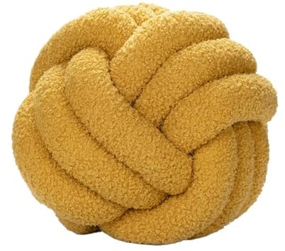 Coussin décoratif en Peluche tissé à la Main avec Boules nouées(Brown)
