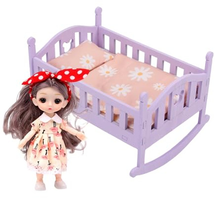 Puppenwiege für Babys, interaktive Möbel, kleines Schaukelbett, 40 cm, für Mädchen, , Töchter, Zuhause, Kindergarten, Vorschule, Kindergarten