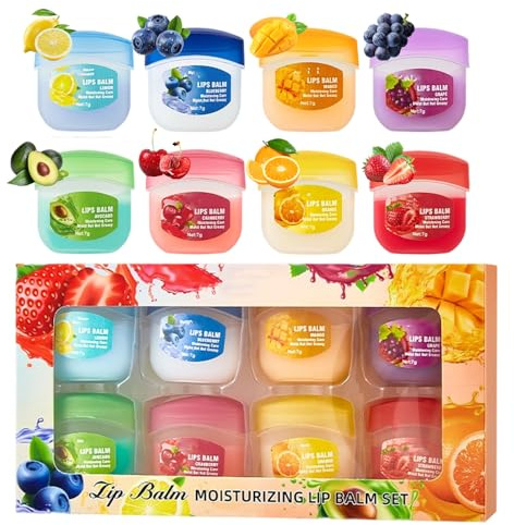 Lip Balm Multipack - Lip Balm Set - 8 Flavour Fruit Lips Mask For Peeling & Cracked Daily Care - Travel Size Lipbalms For Deep Nourishing & Makeup Prep