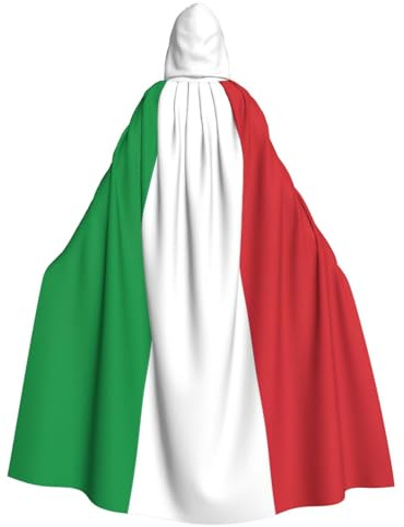 RRhgipp Italy Flag Adult Hooded Cloak Long Cape Grim Reaper Vampire Witch Carnival Halloween Wizard Costume