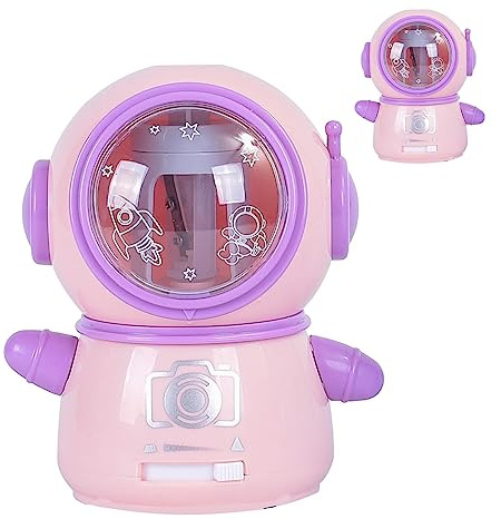 RiToEasysports Entzückender Spaceman-Bleistiftspitzer, Batteriebetriebener Elektrischer Bleistiftspitzer, USB-betrieben, Sicheres und Flexibles Design, Geeignet für und Erwachsene, Kompakt und (PINK)