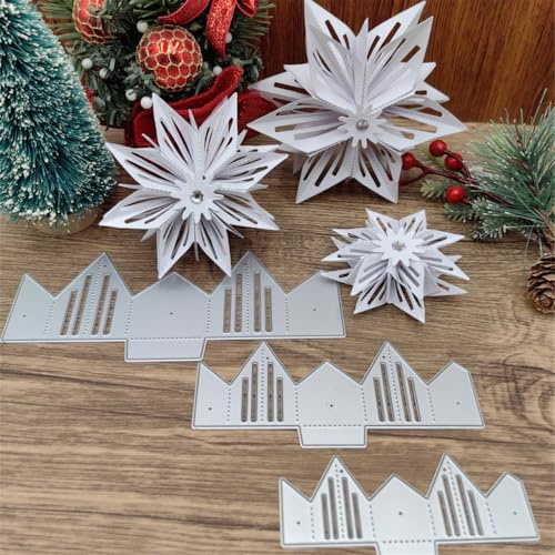 Sredwtk 3set Weihnachten Sterne 3D Stanzschablonen Weihnachten 3D Metall Prägeschablonen Stanzformen Schneiden für DIY Karte Sammelalbum Scrapbooking Fotoalbum Deko