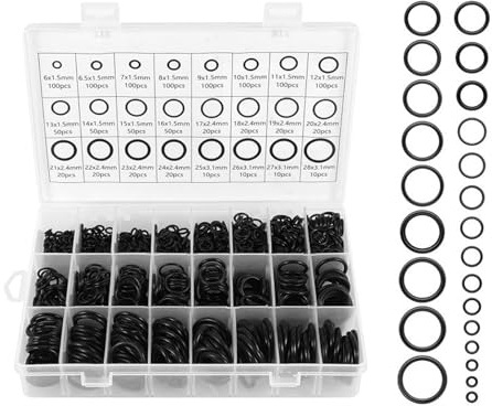Gummi Dichtungen Ringe Kit 1200 Stück O-Ring Sortiment Dichtungsring Set on 24 Verschiedenen Größen Gummidichtungen Set
