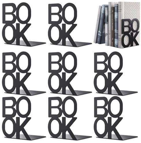 Mxdzshy 4 Pare Sujetalibros de Metal Sujeta Libros Estanteria Metálicos