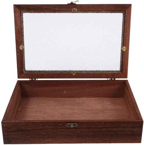 UKCOCO Joyero de Madera Grande con Tapa de Cristal Caja Organizadora para Té y Cosméticos Cajón Espacioso para Almacenamiento en Hogar Diseño Vintage con Flor de Manzano Silvestre