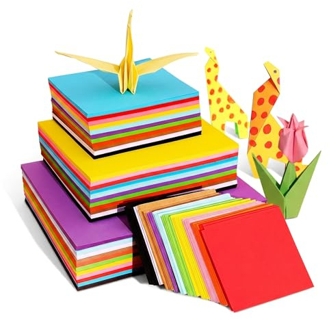 300 Blatt Origami Papier, 10cm/15cm/20cm Bastelpapier Bunt in 20 Farben, 70 g/m², Buntes Papier Faltpapier für DIY Schule Kunst Bastelprojekte