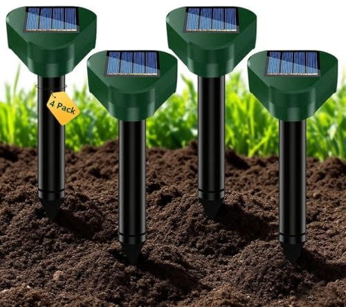 Dissuasori per Topi, Ultrasuoni per Topi da esterno, Repellente per Talpe, Ultrasuoni per Talpe, Dissuasori per Serpenti, Dissuasore Solare per Giardino e Campeggioi 4 Pezzi Verde