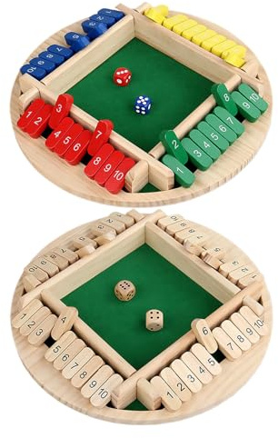 Stäng Box Game, Shut the Box Board Game - 2-4 spelare Tärningsspel | Underhållande tilläggsspel av trä, stäng lådan Brädspel för födelsedagsfester, pubar, familjesammankomster