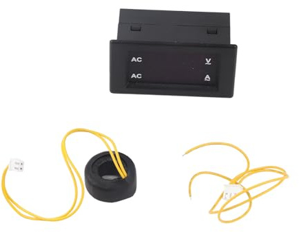 Voltmetro digitale AC da 100 a 300 V e amperometro da 0 a 100 A con trasformatore di tipo diviso - Doppio display LED rosso e blu - Misuratore da pannello per misurazioni (Rosso Blu)
