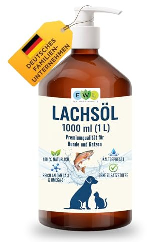 EWL Lachsöl kaltgepresst 1l | Fischöl für Hunde & Katzen | Omega 3 & 6