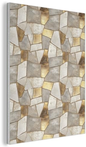 MuchoWow© Acoustic Wall Panels Soundproof Noise Cancelling Room Treatment | 30x40 cm - Felt Boards For Walls Sound Proofing Panel Accessories Mosaic - Marble - Gold