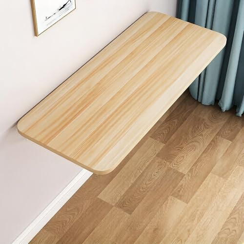 Foldable Wall-Mounted Bar Table Multifunctional Wooden Drop-Leaf Table Expandable Hanging Desk for Dining Space-Saving Convertible Table (E 60 * 50CM/23.6 * 19.7IN)