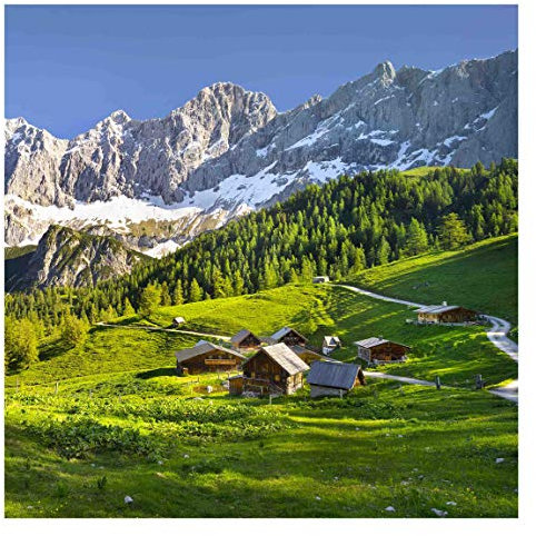 Bilderwelten Berge Fototapete Natur inkl. Kleister 240x240cm - Vliestapete Made in Germany - Tapete Berge Schlafzimmer - Steiermark Fototapete Natur Landschaft - Wandtapete Wohnzimmer Flur T_2378