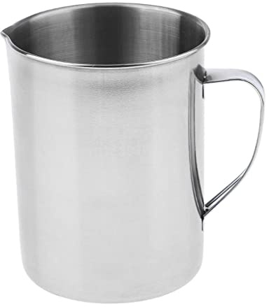 Homyl Pichet à lait/Eau/Huile avec Mesure 2L en Acier Inoxydable Anti-rouille pour Café/Restaurant/Cuisine/Laboratoire