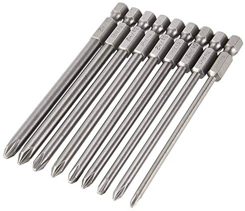 Gasea 9pcs 1/4 Inch Long Hex Cross Head Philips Screw 100mm Magnetic Screwdriver Bits Set