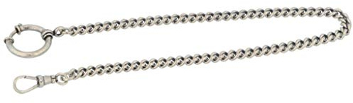Chaîne de Montre de Poche en Argent 925/000 oxydé notamment pour Les Anciennes Montres de Poche - 30 cm de Long - 5 mm de diamètre avec Anneau à Ressort et Mousqueton Rotatif