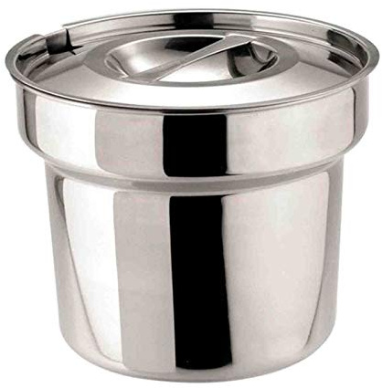 Bain Marie Round Pot & Lid Stainless Steel Soup Gravy Mushy Peas Pot 4ltr / 7pt